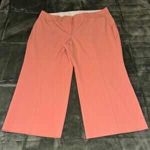 Lane Bryant Perfect Drape Pants Women 28P Coral High-Rise Wide Leg Flat Front